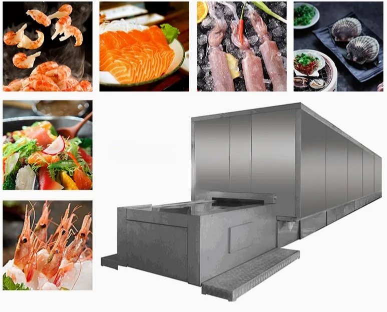 Туннельный шокер с лентой из нержавеющей стали для морепродуктов